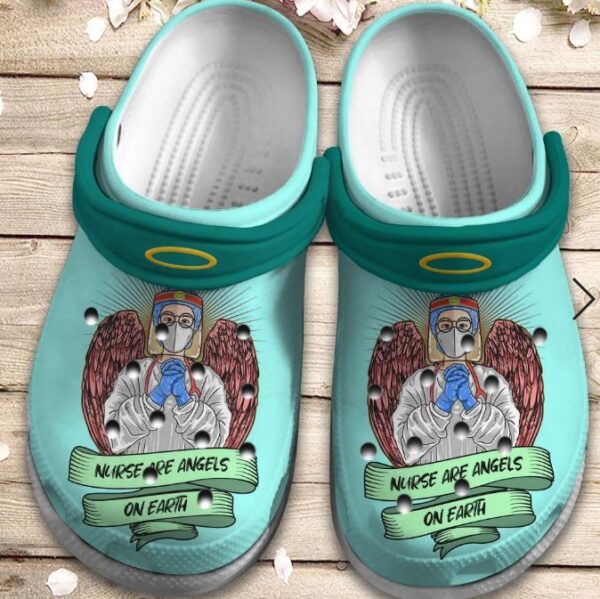 Nurse Are Angels On Earth Crocs Clog Shoes  Nurse Wing Crocbland Clog Birthday Gift For Man Woman Boy Girl